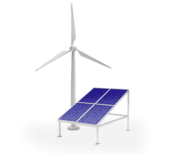 Panneau photovoltaïque et éolienne en 3d